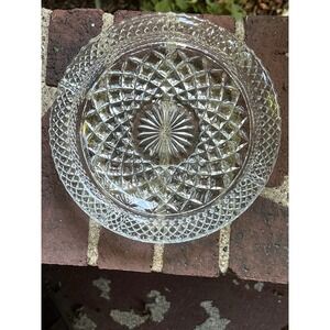 Vintage Lead Crystal Cut Clear Glass Cigar Cigarette Ashtray Large 8.5" Heavy